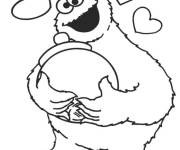 Coloriage Macaron avec un coeur d'amour