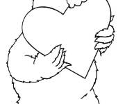 Coloriage et dessins gratuit Macaron en mangeant un cookie en forme de coeur à imprimer
