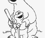 Coloriage et dessins gratuit Macaron enseigne son petit au baseball à imprimer