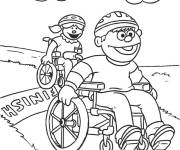 Coloriage Monstres de Rue S&eacute;same en course de fauteuils