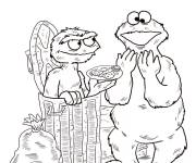 Coloriage Mordicus et Macaron de Rue S&eacute;same