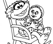 Coloriage Olive et le b&eacute;b&eacute; de Rue S&eacute;same