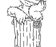 Coloriage Oscar triste dans une poubelle