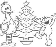 Coloriage Toccat et Elmo et les sapin de noel