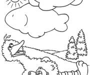 Coloriage Toccat se d&eacute;tend sous le soleil