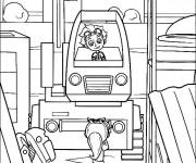 Coloriage L'ing&eacute;nieur Rust conduit sa machine de Rusty Rivets