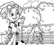 Coloriage Rusty et Ruby joue au foot Rusty Rivets