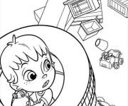 Coloriage Rusty Rivets Liam coinc&eacute; sur une pile de pneus