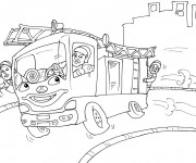 Coloriage Camion Pompier humoristique