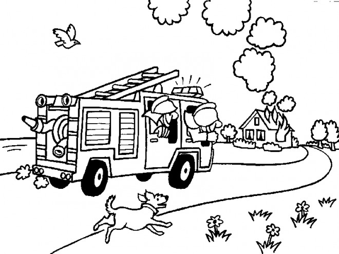 Coloriage Camion Pompier Lutte Contre Lincendie Dessin