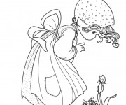 Coloriage Sarah Kay admire le papillon