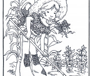 Coloriage et dessins gratuit Sarah Kay fait du jardinage à imprimer