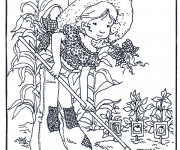 Coloriage Sarah Kay fait du jardinage