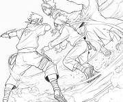 Coloriage Affrontement entre Sasuke et Kaguya