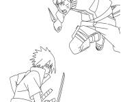 Coloriage Bataille de Sasuke contre Naruto