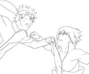 Coloriage Combat de Sasuke contre Naruto