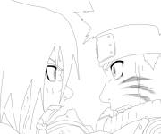 Coloriage D&eacute;fi de Naruto et Sasuke