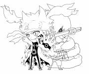 Coloriage Dr&ocirc;le de Sasuke et Naruto chibi