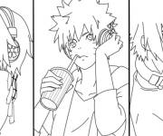 Coloriage H&eacute;ros d'anime Sakura, Naruto et Sasuke