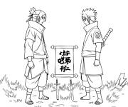 Coloriage Itachi et Sasuke en champ de bataille