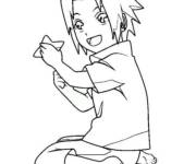 Coloriage Jeune Sasuke assis