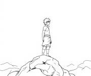 Coloriage Jeune Sasuke sur le top de la montagne
