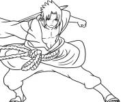 Coloriage L'attaque d'&eacute;p&eacute;e de Sasuke