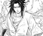 Coloriage La rage de Sasuke pendant la bataille