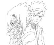Coloriage Le champ d'&eacute;nergie dans le visage de Sasuke