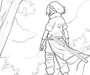 Coloriage Le d&eacute;part de Sasuke
