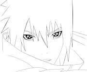 Coloriage Le regard s&eacute;rieux de Sasuke
