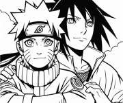 Coloriage Naruto et Sasuke en photo ensemble
