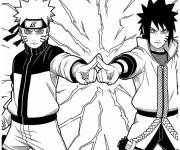 Coloriage Naruto se bat aux c&ocirc;t&eacute;s de Sasuke