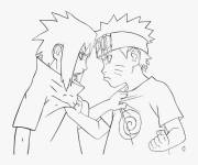 Coloriage Naruto se dispute avec Sasuke