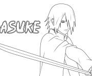 Coloriage Pose d'attaque de Sasuke
