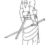 Coloriage et dessins gratuit Pose de combat de Sasuke à imprimer