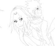 Coloriage Sakura et Sasuke pour adulte