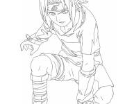 Coloriage Sasuke &agrave; genoux