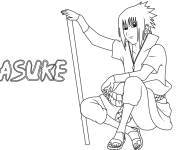 Coloriage Sasuke assis