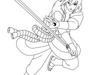 Coloriage Sasuke avec &eacute;p&eacute;e en action