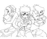 Coloriage Sasuke avec Sakura et Naruto