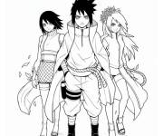 Coloriage Sasuke avec Sakura et Sarada dans Boruto
