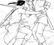 Coloriage Sasuke contre l'ennemi