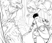 Coloriage Sasuke contre les monstres