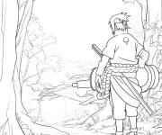 Coloriage Sasuke dans la for&ecirc;t