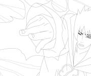 Coloriage Sasuke en attaquant pour adulte