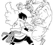 Coloriage Sasuke en bataille avec Haku