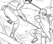 Coloriage Sasuke en bataille contre Naruto dans la vall&eacute;e