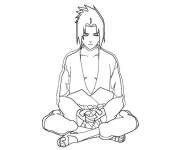 Coloriage et dessins gratuit Sasuke en m&eacute;ditation à imprimer