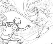 Coloriage Sasuke en pleine action